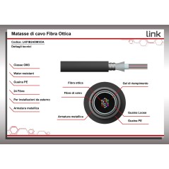 CAVO FIBRA OTTICA DA ESTERNO ARMATO OM3 GUAINA PE 24 FIBRE (AL METRO)