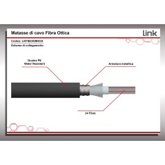 CAVO FIBRA OTTICA 24 FIBRE ARMATO DA ESTERNO/INTERNO ANTIRODITORE OM4 (AL METRO)
