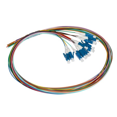 SET 12 CAVI PIGTAIL FIBRA OTTICA COLORATI CONNETTORI LC SINGLEMODE SIMPLEX 2 MT