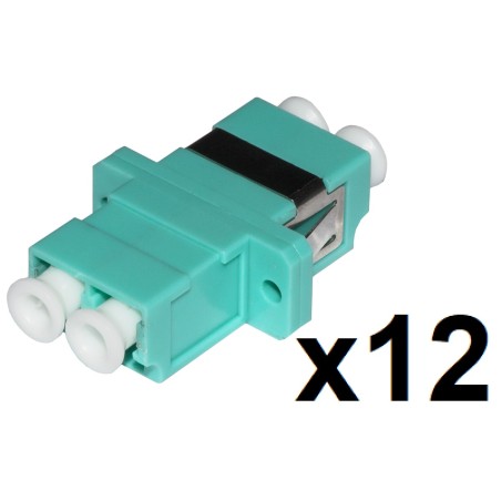 CONFEZIONE 12 ADATTATORI FIBRA OTTICA LC/LC MULTIMODE DUPLEX OM3