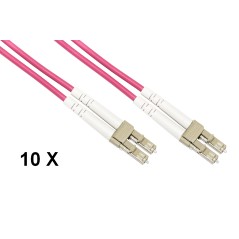 CONFEZIONE 10 CAVI FIBRA OTTICA LC A LC MULTIMODE DUPLEX OM4 GUAINA 2 MM 50/125 MT.5