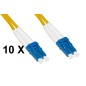 CONFEZIONE 10 CAVI FIBRA OTTICA LC A LC SINGLEMODE DUPLEX OS2 GUAINA 2 MM 9/125 MT.5