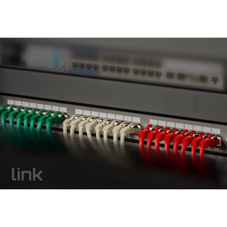 PANNELLO PATCH PER RETI CON 24 PORTE RJ45 CAT 6 SCHERMATO 19" COLORE NERO