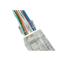CONFEZIONE 100 CONNETTORI 8 POLI CAT 5E UTP NON SCHERMATO RJ45 CON INSERTO PER CAVO FLESSIBILE