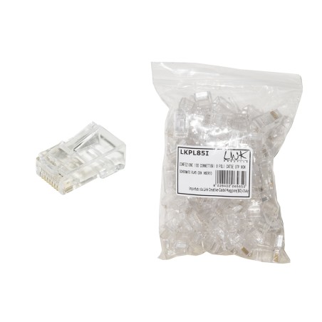 CONFEZIONE 100 CONNETTORI 8 POLI CAT 5E UTP NON SCHERMATO RJ45 CON INSERTO PER CAVO FLESSIBILE