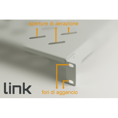RIPIANO PER ARMADIO 19" 1 UNITA' PROFONDITA' 200 MM. (UNIVERSALE) 2 ATTACCHI (FRONTALI) COLORE GRIGIO