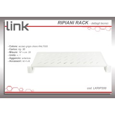 RIPIANO PER ARMADIO 19" 1 UNITA' PROFONDITA' 200 MM. (UNIVERSALE) 2 ATTACCHI (FRONTALI) COLORE GRIGIO