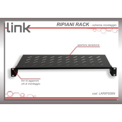 RIPIANO PER ARMADIO 19" 1 UNITA' PROFONDITA' 200 MM. (UNIVERSALE) 2 ATTACCHI (FRONTALI) COLORE NERO