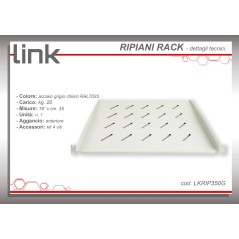 RIPIANO PER ARMADIO 19" 1 UNITA' PROFONDITA' 350 MM. (UNIVERSALE) COLORE GRIGIO