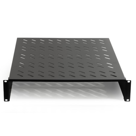 RIPIANO PER ARMADIO 19" 2 UNITA' PROFONDITA' 550 MM. (UNIVERSALE) 2 ATTACCHI (FRONTALI) COLORE NERO