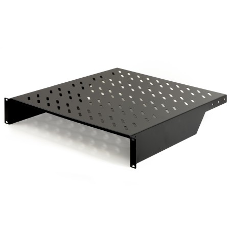 RIPIANO PER ARMADIO 19" 2 UNITA' PROFONDITA' 550 MM. (UNIVERSALE) 2 ATTACCHI (FRONTALI) COLORE NERO