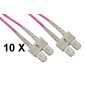 CONFEZIONE 10 CAVI FIBRA OTTICA SC A SC MULTIMODE DUPLEX OM4 GUAINA 2 MM 50/125 MT.1