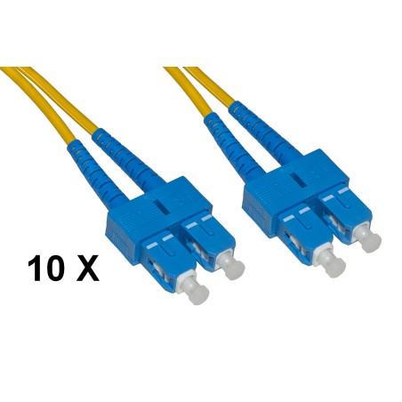 CONFEZIONE 10 CAVI FIBRA OTTICA SC A SC SINGLEMODE DUPLEX OS2 GUAINA 2 MM 9/125 MT.3