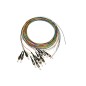 SET 12 CAVI PIGTAIL FIBRA OTTICA COLORATI CONNETTORI ST OM3 SIMPLEX 2 MT