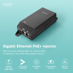 DIGITUS INIETTORE GIGABIT ETHERNET POE+, 802.3AT, 30 W