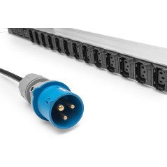 MULTIPRESA 1 FASE 16A, 24 X C13, 3 X C19 CON PROTEZIONE PULL-OUT, CAVO MT 3 MT CON SPINA IEC 60309 16 A