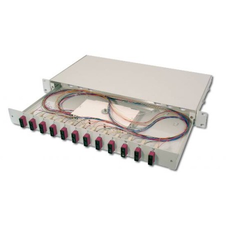 PANNELLO ESTRAIBILE 19" PER FIBRA OTTICA CON 12 CONNETTORI SC DUPLEX OM4