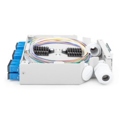 SCATOLA PER GUIDA TOP-HAT IN FIBRA OTTICA, OS2, EQUIPAGGIATA, CON ADATTATORE SC E PIGTAIL
