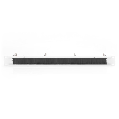 PANNELLO DI GESTIONE CAVI 1HE CON GUARNIZIONE A SPAZZOLA 4 ANELLI IN ACCIAIO 40X75 MM, GRIGIO (RAL 7035)