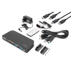SWITCH KVM DIGITUS 2 PORTE 4K60HZ, 2 X DP IN, 1 X DP/HDMI OUT