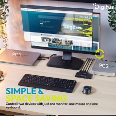 SWITCH KVM HDMI USB-C 3.0, 2 PORTE, 4K60HZ, LINEA CORE