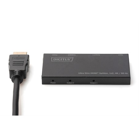 SPLITTER ULTRA SLIM HDMI, 1X2, 4K/60HZ HDR, HDCP 2.2, 18 GBPS, MICRO USB POWER