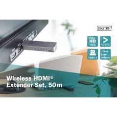 SET DISPOSITIVI WIRELESS HDMI PER PRESENTAZIONI 1-1 CON TRASMETTITORE + RICEVITORE 50 MT FULL HD DIGITUS