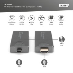 EXTENDER VIDEO 4K WIRELESS, 30 M (USB-C - HDMI)
