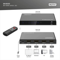 SWITCH HDMI 3X1 8K/60HZ (4:4:4), HDR, HDCP 2.3