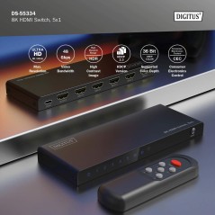 SWITCH HDMI 5X1 8K/60HZ (4:4:4), HDR, HDCP2.3