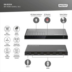 SWITCH HDMI 5X1 8K/60HZ (4:4:4), HDR, HDCP2.3