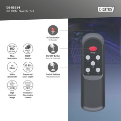 SWITCH HDMI 5X1 8K/60HZ (4:4:4), HDR, HDCP2.3