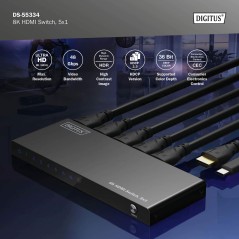 SWITCH HDMI 5X1 8K/60HZ (4:4:4), HDR, HDCP2.3