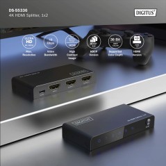 SPLITTER HDMI 1X2 4K/60HZ HDCP 2.2, EDID CONTROL