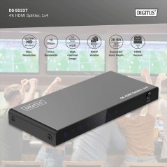 SPLITTER HDMI 1X4 4K/60HZ HDCP 2.2, EDID CONTROL