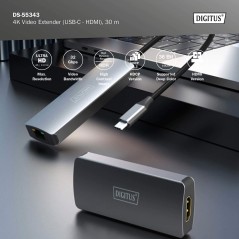 ESTENSORE VIDEO USB-C - HDMI, 4K/120HZ CAT6, 30 M