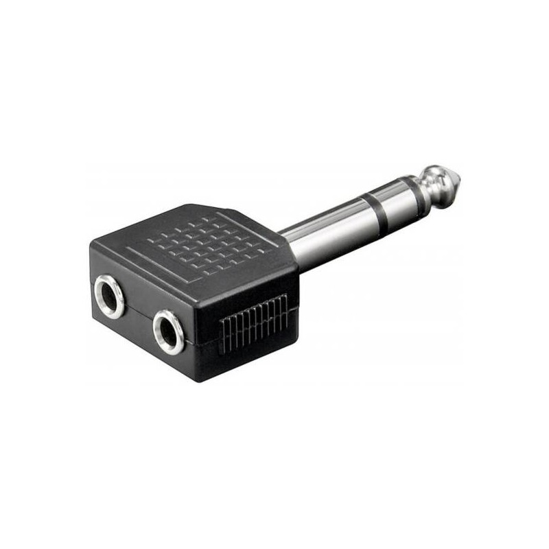 ADATTATORE 6.35MM 3 PIN STEREO - 2X 3.5 MM FEMMINA 3 PIN STEREO