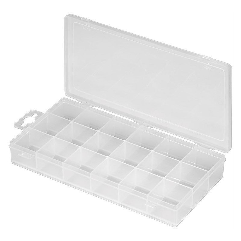SCATOLA IN PLASTICA CON 18 SCOMPARTIMENTI