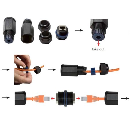 ADATTATORE FEMMINA/FEMMINA IP67 WATERPROOF DA ESTERNO CATEGORIA 6