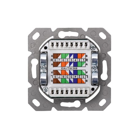PRESA DOPPIA A INCASSO RJ 45 CATEGORIA 5E SCHERMATA STP CM 8 X 8 (DN-9001/B5-N)