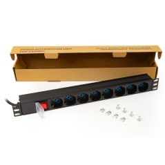 MULTIPRESA DA RACK 19 8" PRESE UNIVERSALI CON INTERRUTTORE SPINA C14