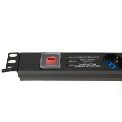 MULTIPRESA DA RACK 19" 6 PRESE UNIVERSALI CON INTERRUTTORE SPINA ITALIANA 16A E INTERRUTTORE CONTRO LE SOVRATENSIONI
