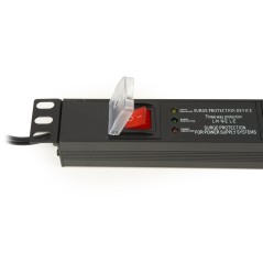 MULTIPRESA DA RACK 19" 6 PRESE UNIVERSALI CON INTERRUTTORE SPINA ITALIANA 16A E INTERRUTTORE CONTRO LE SOVRATENSIONI