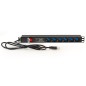 MULTIPRESA DA RACK 19" 6 PRESE UNIVERSALI CON INTERRUTTORE SPINA ITALIANA 16A E INTERRUTTORE CONTRO LE SOVRATENSIONI