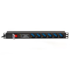 MULTIPRESA DA RACK 19" 6 PRESE UNIVERSALI CON INTERRUTTORE SPINA ITALIANA 16A E INTERRUTTORE CONTRO LE SOVRATENSIONI