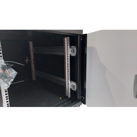 ARMADIO RACK 19" 12 UNITA' (A)700X (L)600 X PROFONDITA' 1000 MM. COLORE NERO PORTA VETRO