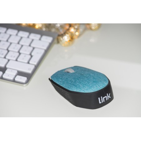 MOUSE WIRELESS IN TESSUTO COLORE AZZURRO CON RICEVITORE USB 1000 DPI