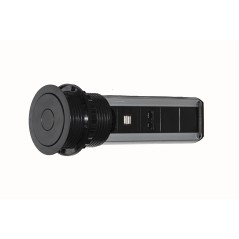 MULTIPRESA DA TAVOLO A SCOMPARSA CON 2 PRESE 16A FEMMINA ITA/SCHUKO, 1 RJ45, 1 RJ11, 2 USB