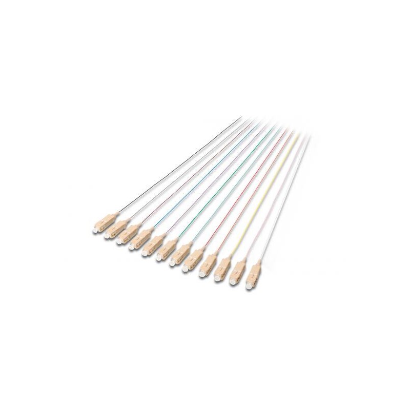 SET 12 CAVI PIGTAIL FIBRA OTTICA COLORATI CONNETTORI SC OM3 50/125 SIMPLEX