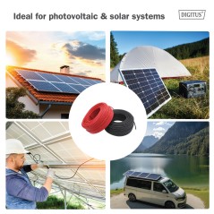 DIGITUS PROLUNGA CAVO SOLARE 5 M, 6 MM CONNESSIONE MC4, CAVO FV 1500 V DC, RESISTENTE AI RAGGI UV E ALLE INTEMPERIE, 2 CAVI, 1X